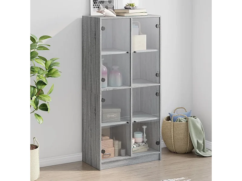 Buffet haut avec portes gris sonoma 68x37x142cm bois ingénierie