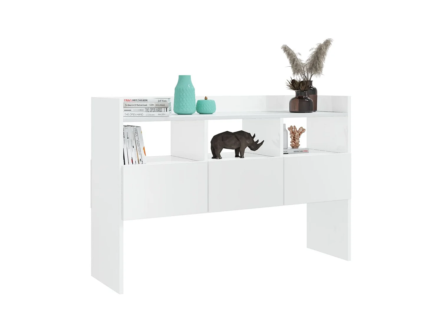 Credenza Bianco Lucido 105x30x70 cm in Legno Multistrato