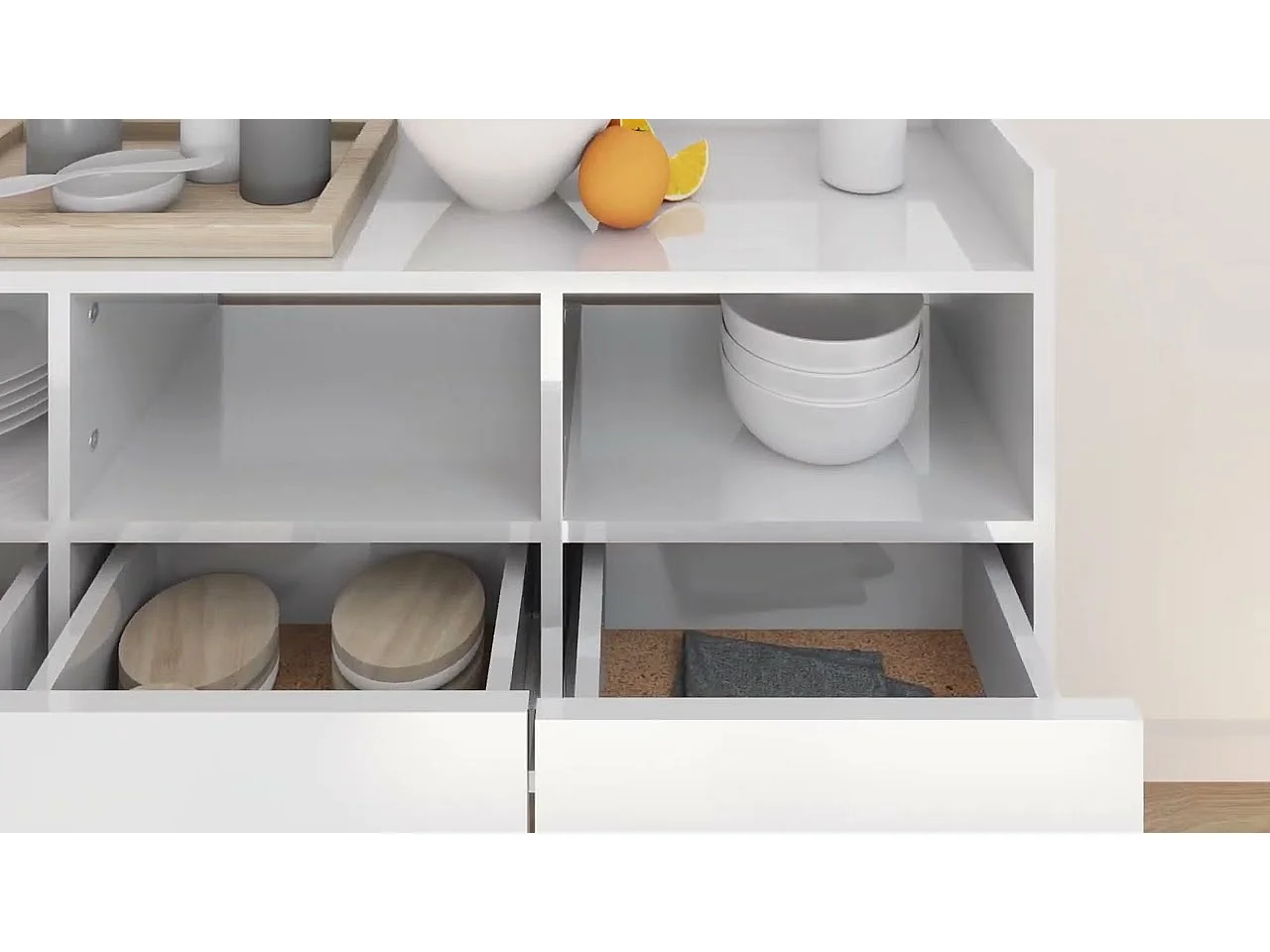 Buffet Blanc brillant 105x30x70 cm Bois d’ingénierie