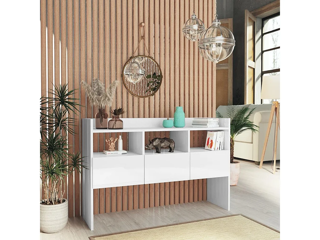 Buffet Blanc brillant 105x30x70 cm Bois d’ingénierie