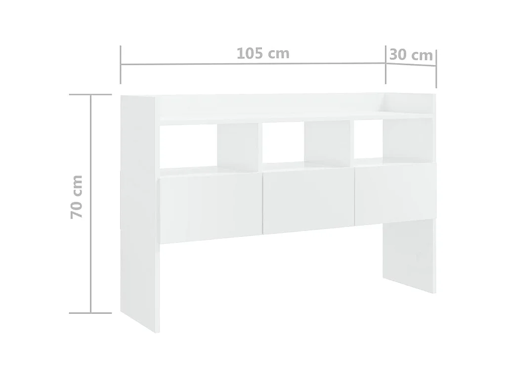 Buffet Blanc brillant 105x30x70 cm Bois d’ingénierie