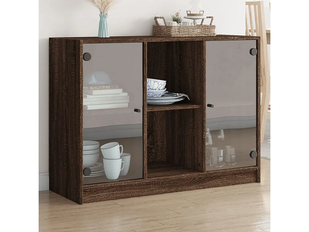 Buffet chêne marron 102x37x75,5 cm bois d'ingénierie