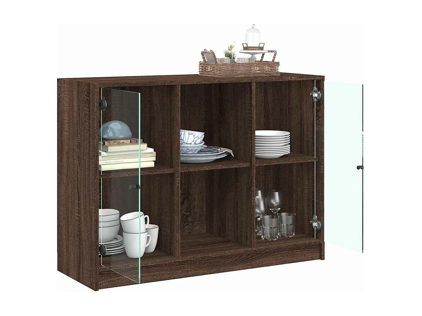 Buffet chêne marron 102x37x75,5 cm bois d'ingénierie