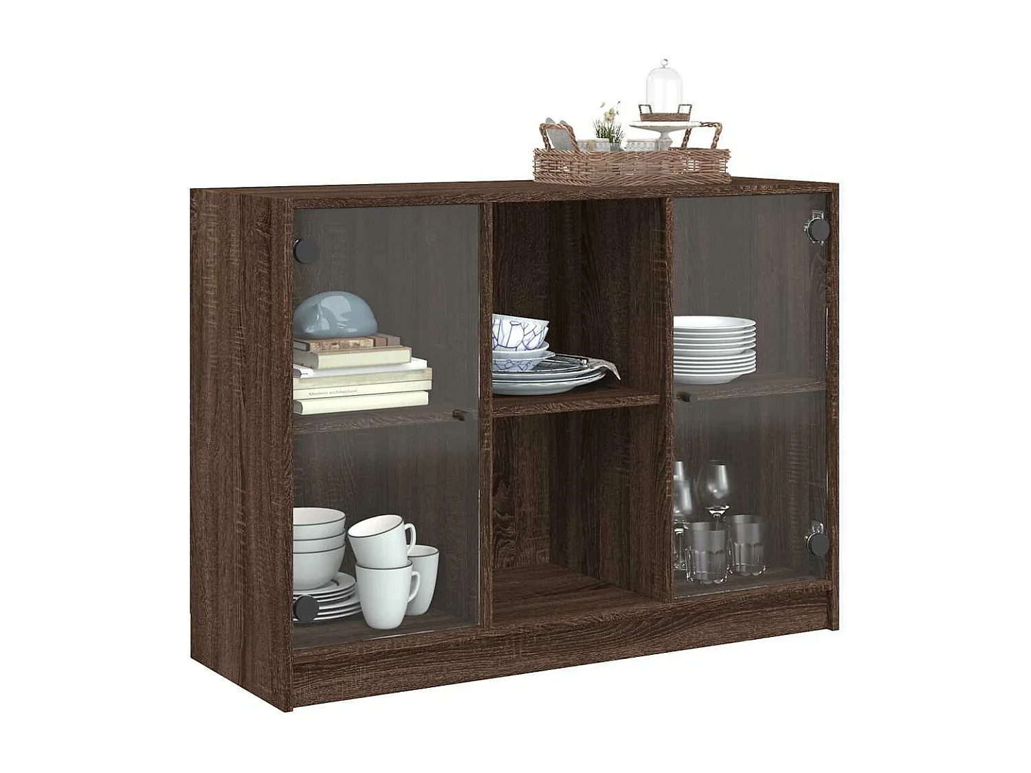 Buffet chêne marron 102x37x75,5 cm bois d'ingénierie
