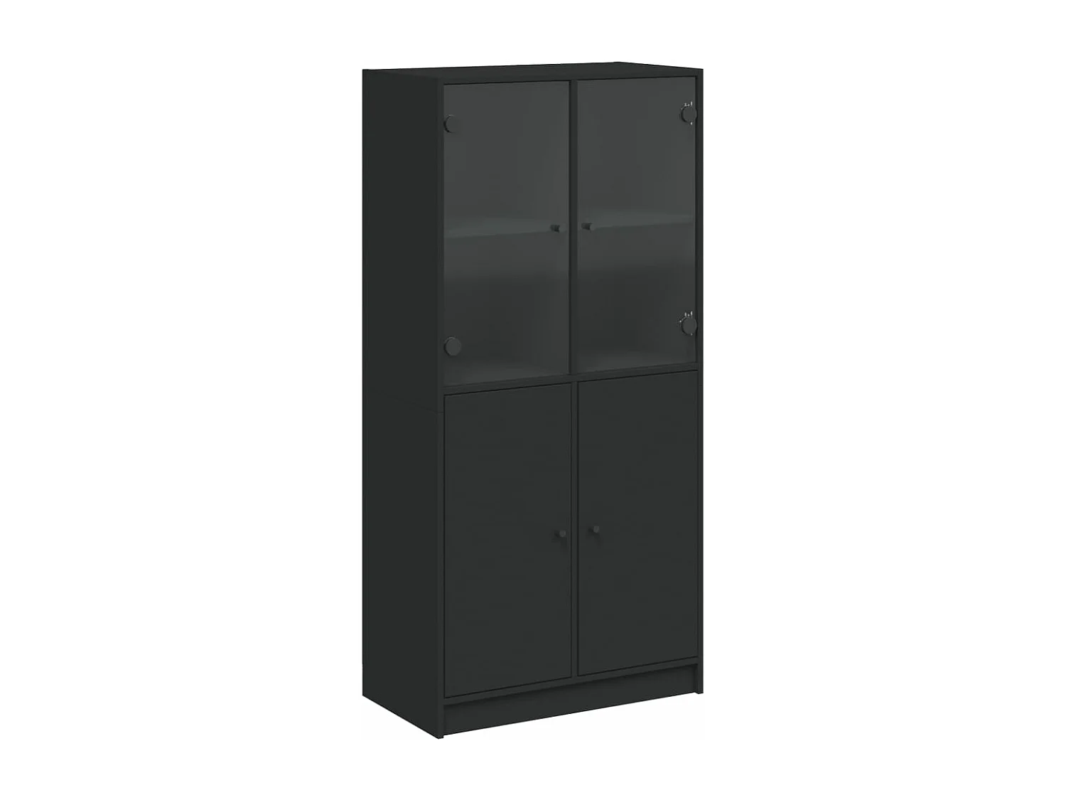 Hoge kast met deuren 68x37x142 cm bewerkt hout zwart