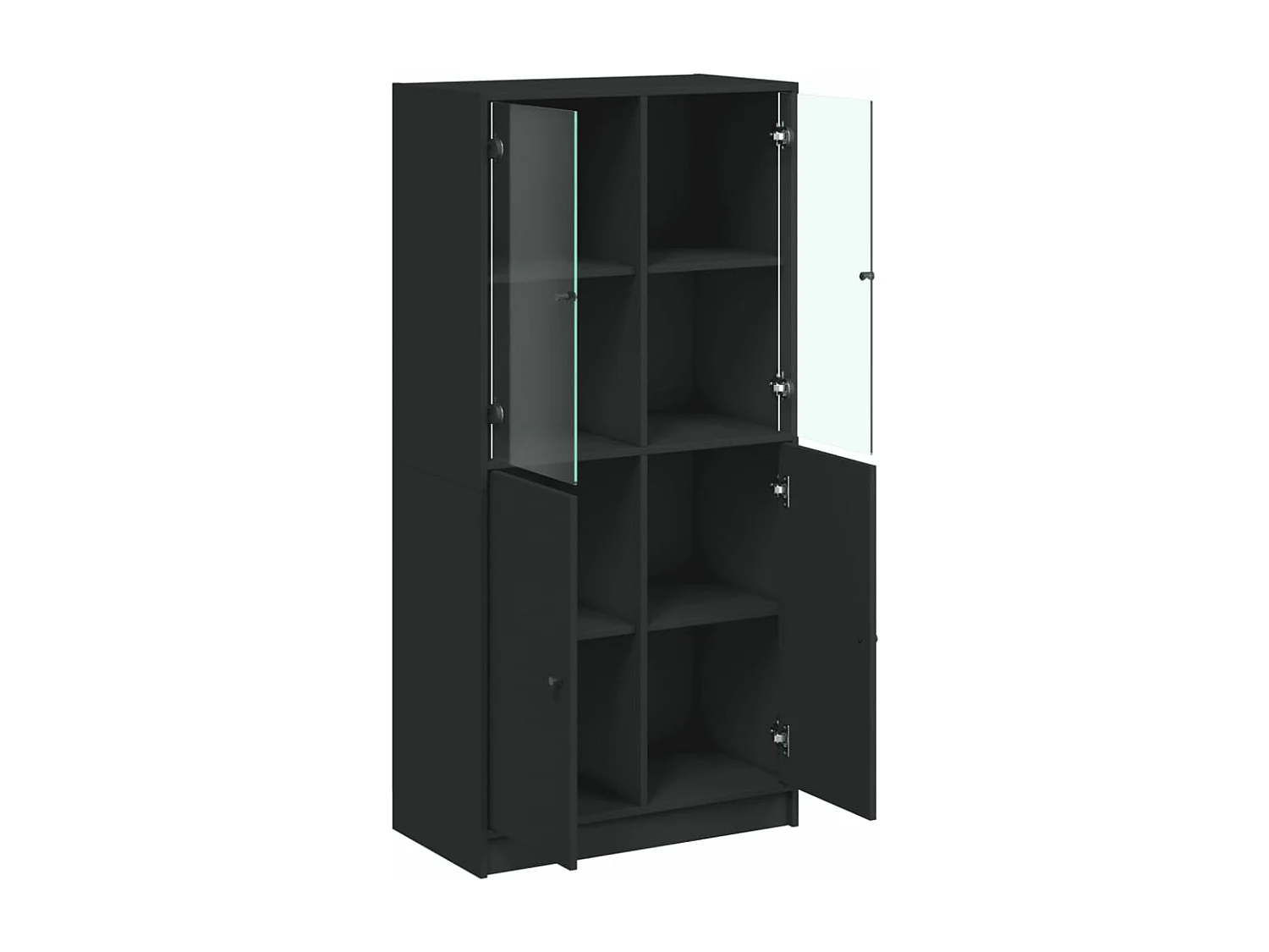 Hoge kast met deuren 68x37x142 cm bewerkt hout zwart