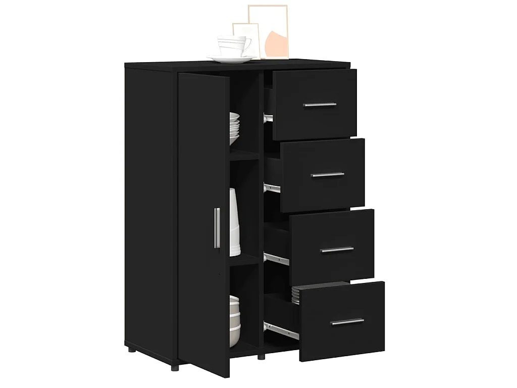 Credenza Nero 60x31x84 cm in Legno Multistrato