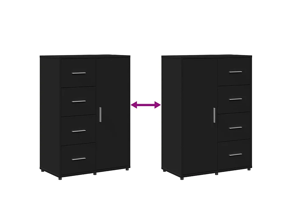 Credenza Nero 60x31x84 cm in Legno Multistrato