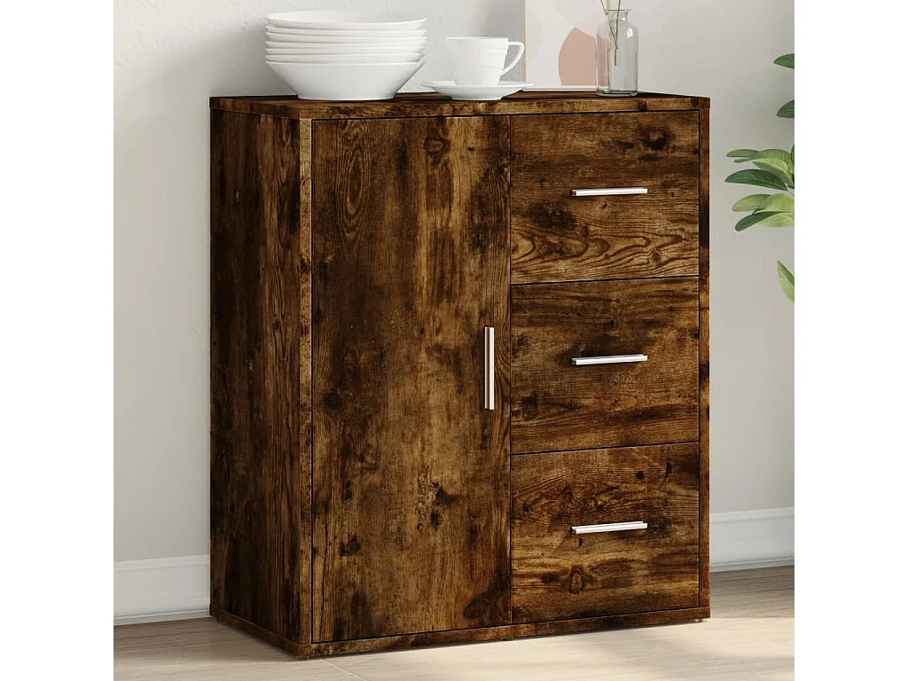 Buffet chêne fumé 60x31x70 cm bois d'ingénierie