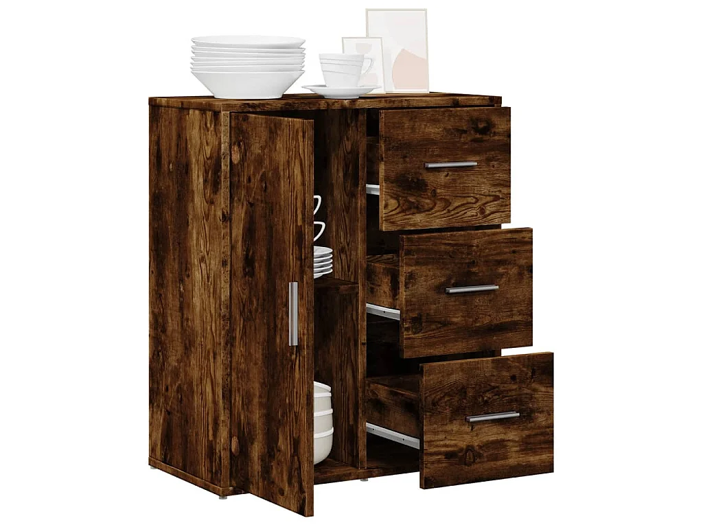 Buffet chêne fumé 60x31x70 cm bois d'ingénierie