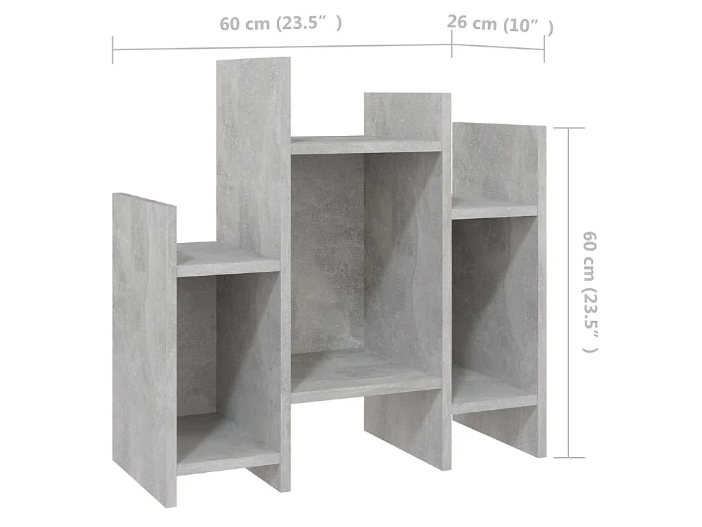Regalschrank Betongrau 60x26x60 cm Holzwerkstoff