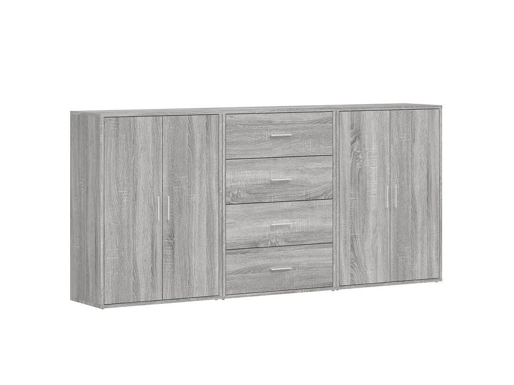 Sideboards 3 Stk. Grau Sonoma 60x31x84 cm Holzwerkstoff