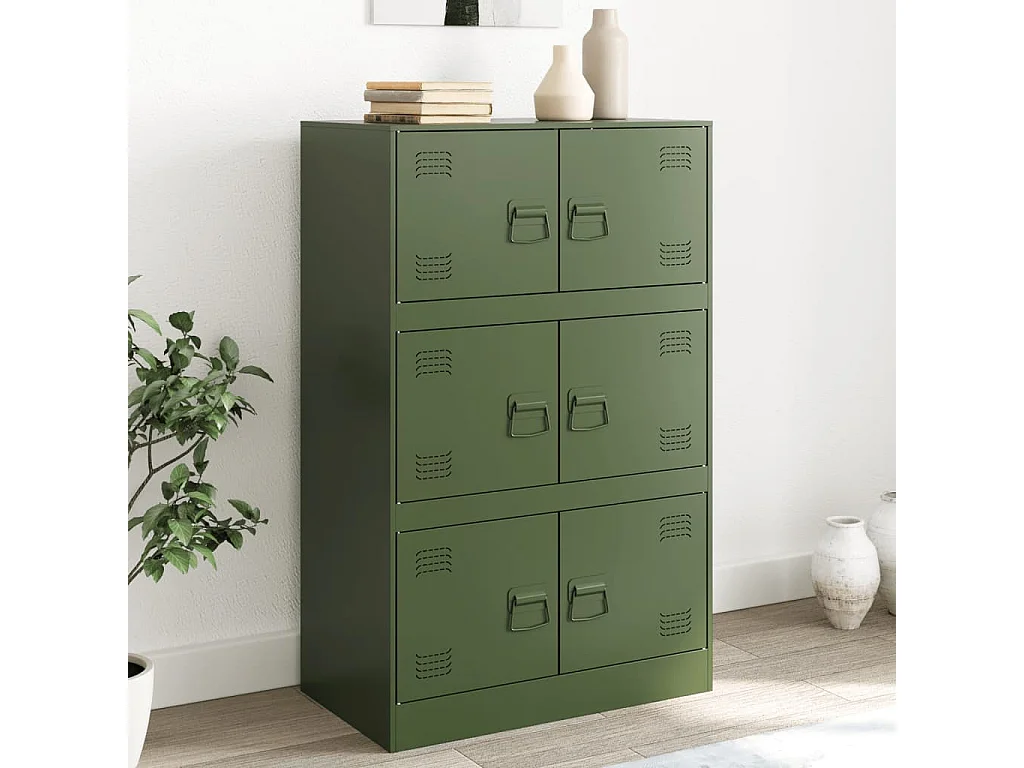 Buffet vert olive 67x39x107 cm acier