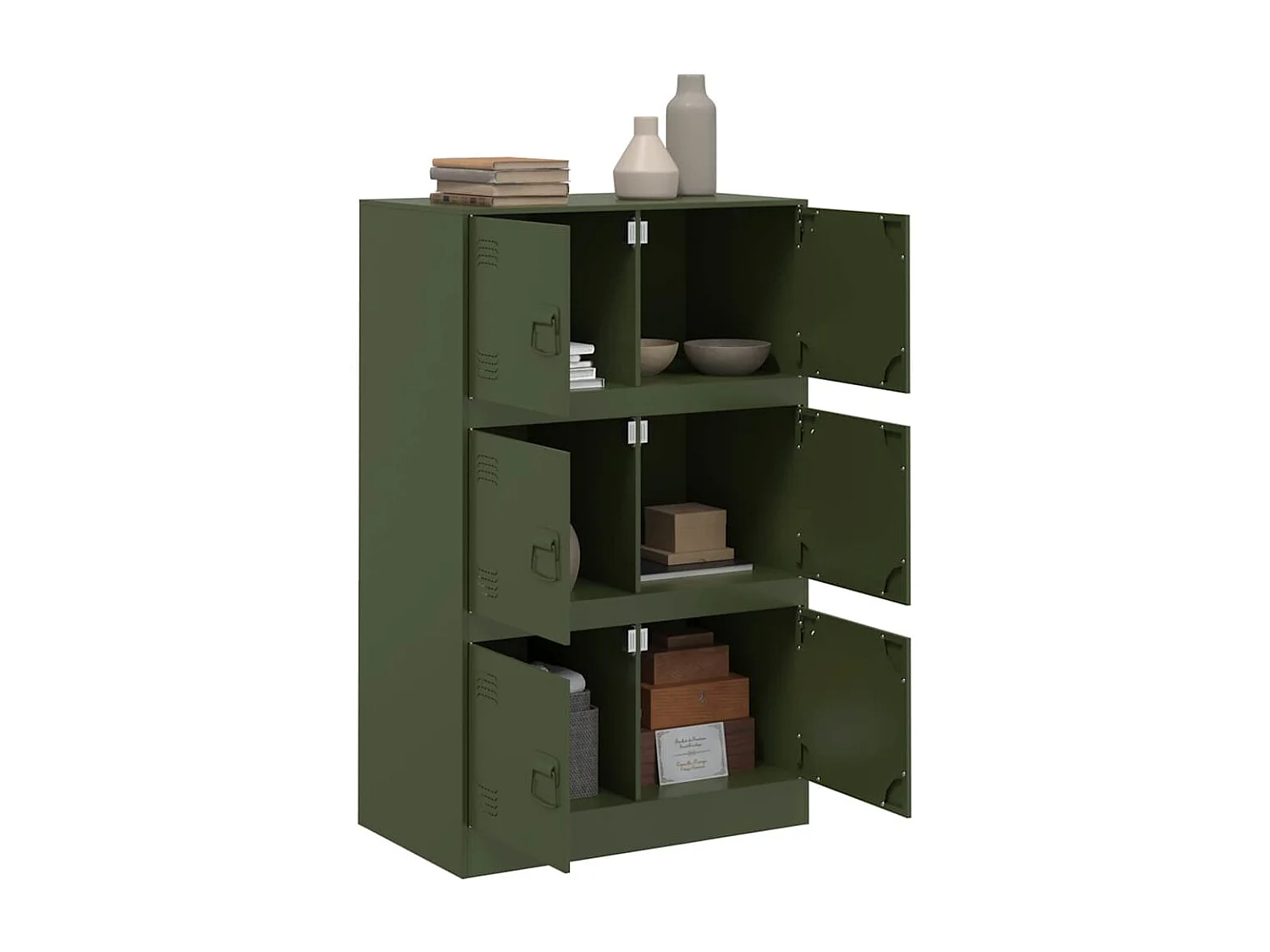 Buffet vert olive 67x39x107 cm acier