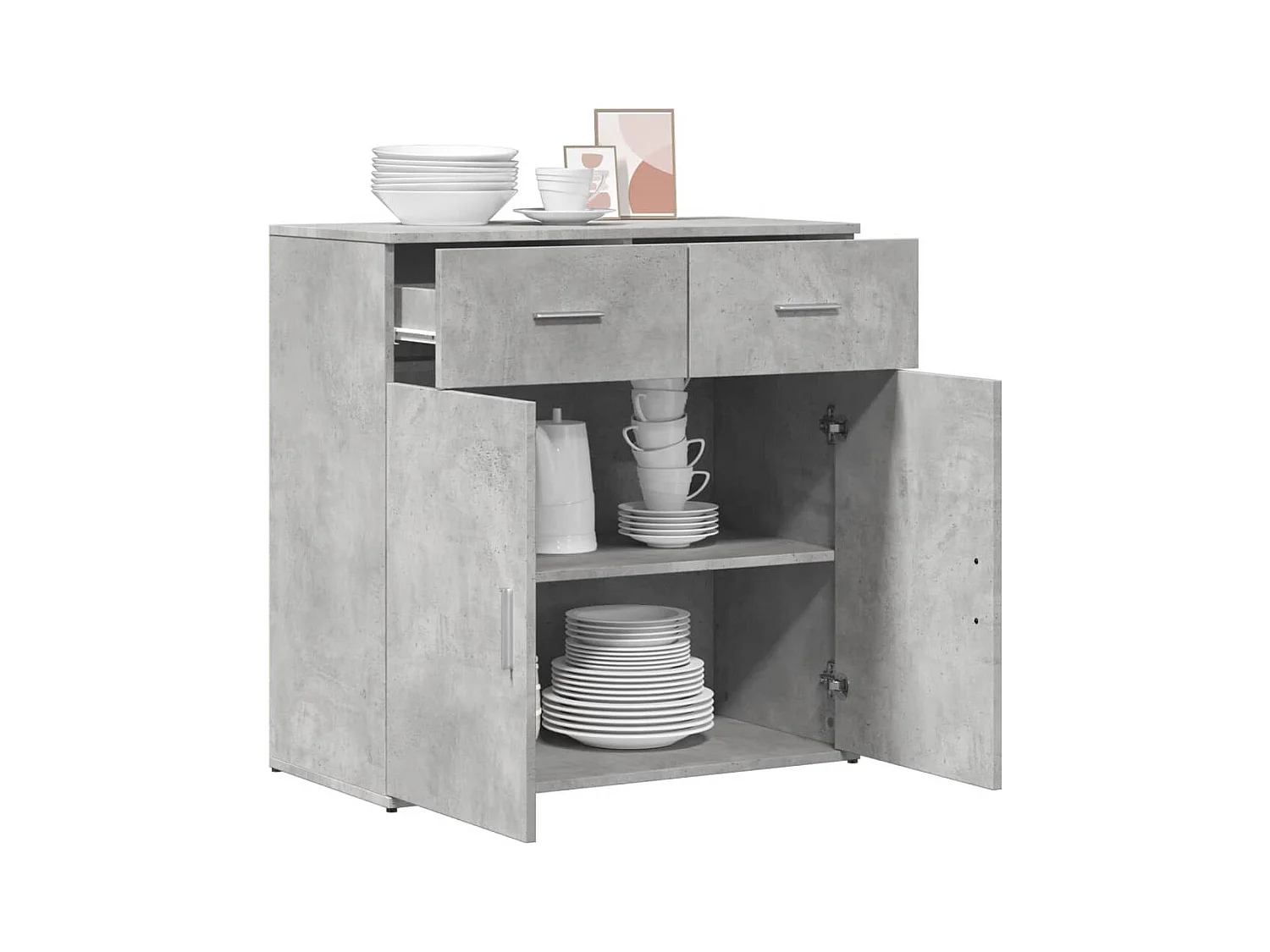 Dressoir 79x38x80 cm bewerkt hout betongrijs