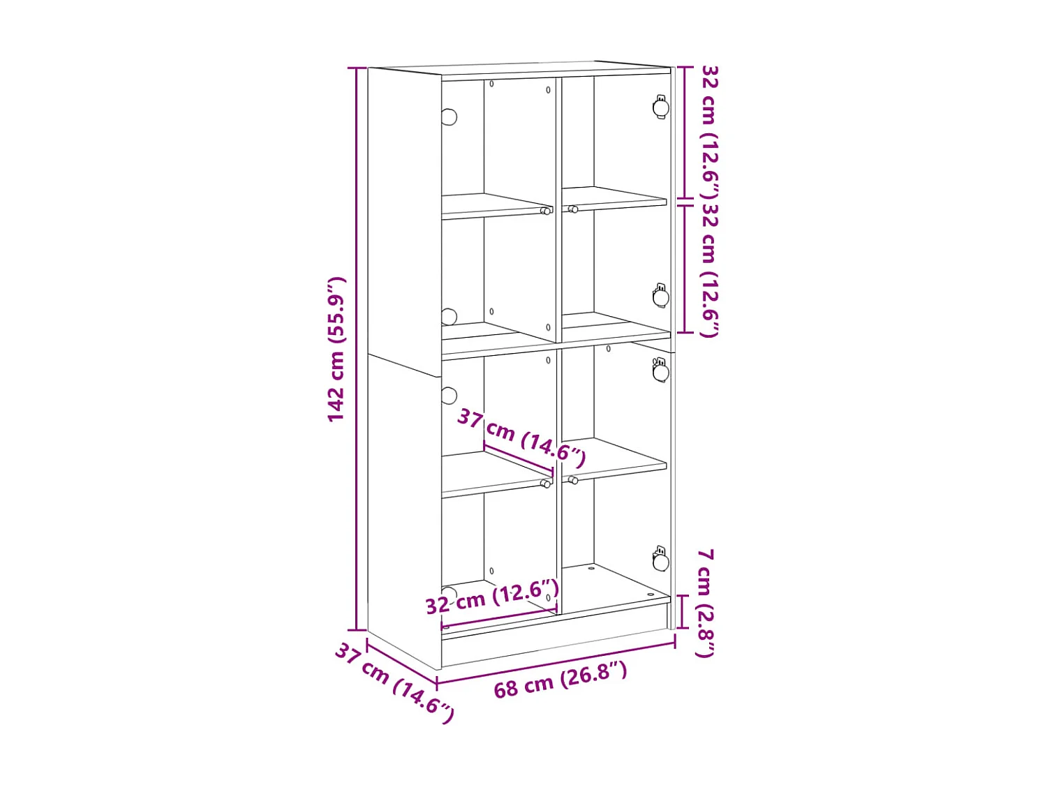 Buffet haut avec portes chêne fumé 68x37x142 cm bois ingénierie