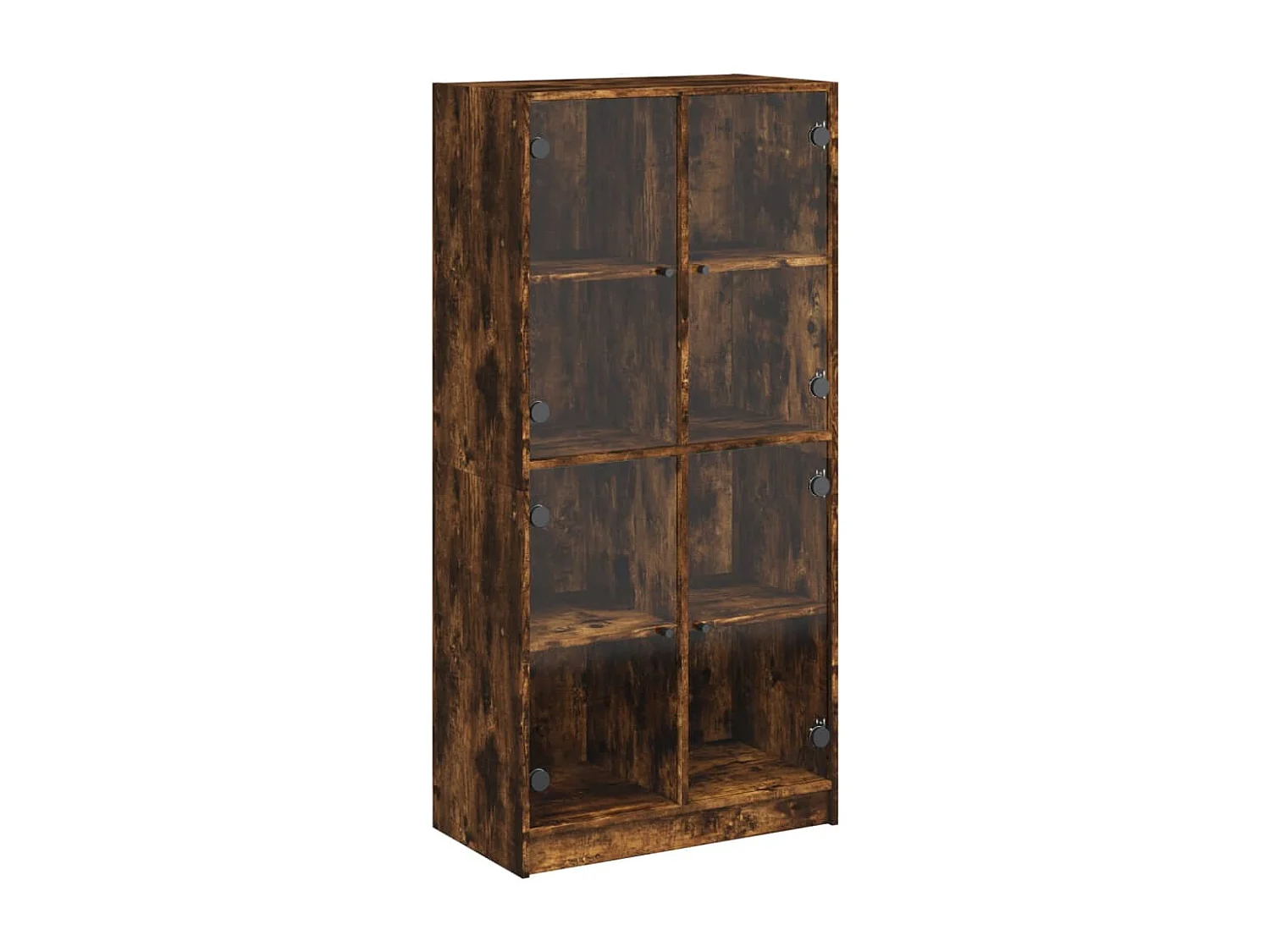 Buffet haut avec portes chêne fumé 68x37x142 cm bois ingénierie