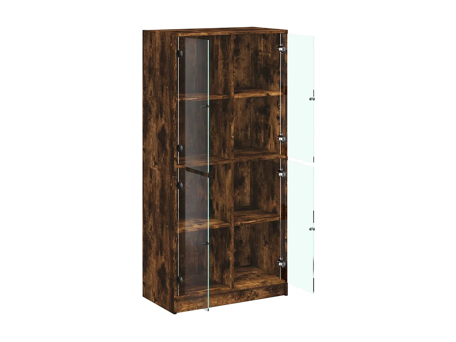 Buffet haut avec portes chêne fumé 68x37x142 cm bois ingénierie