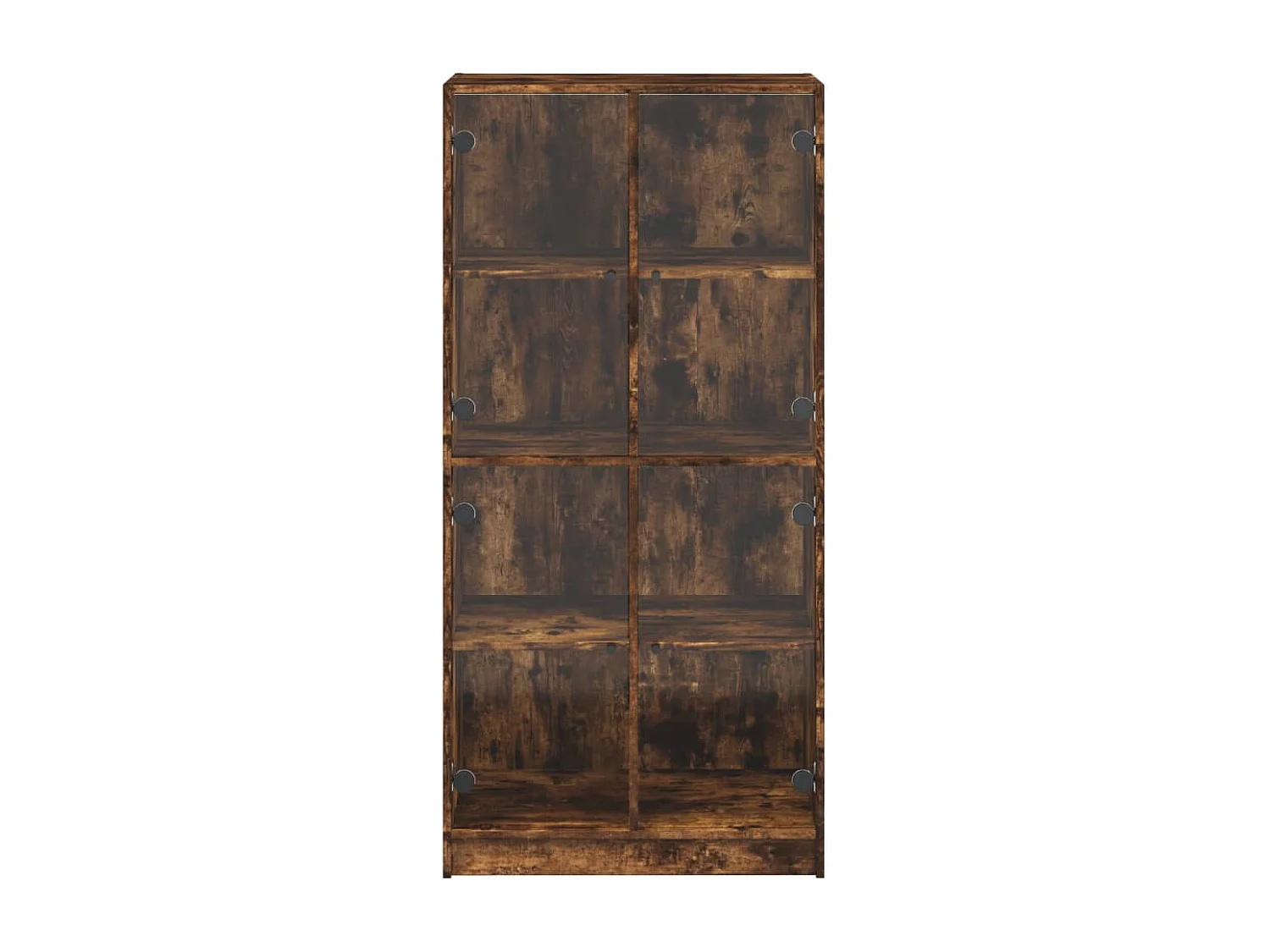 Buffet haut avec portes chêne fumé 68x37x142 cm bois ingénierie
