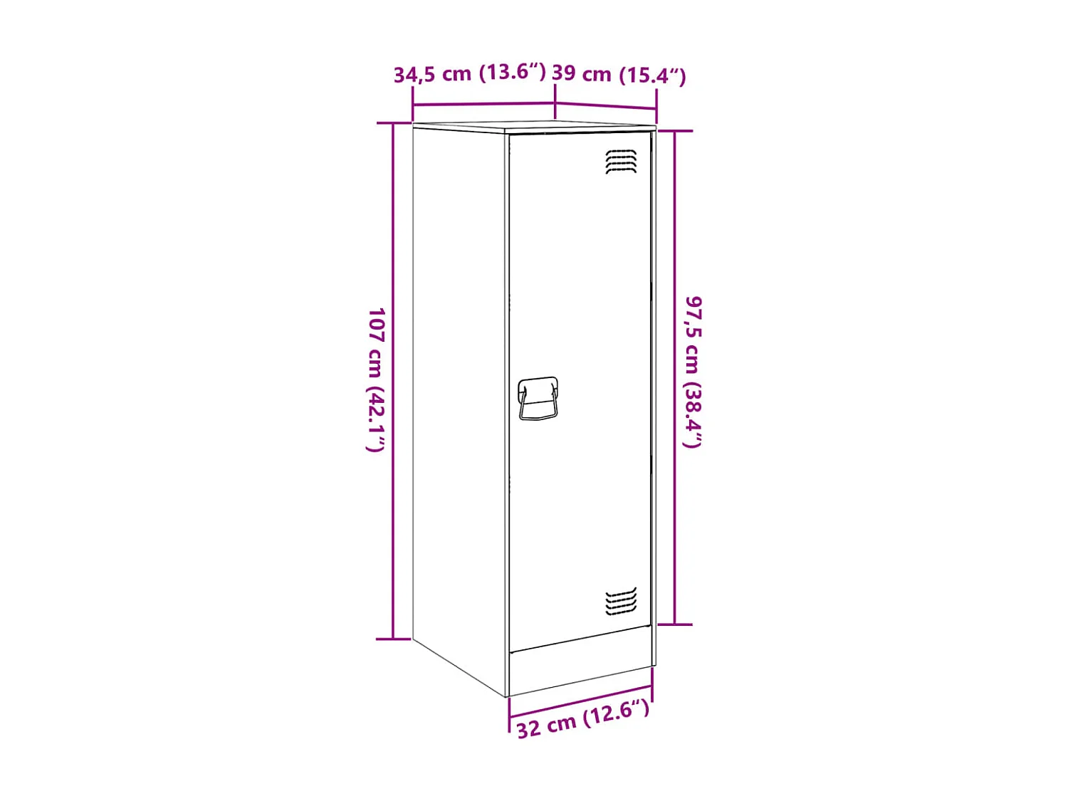 Buffet rose 34,5x39x107 cm acier