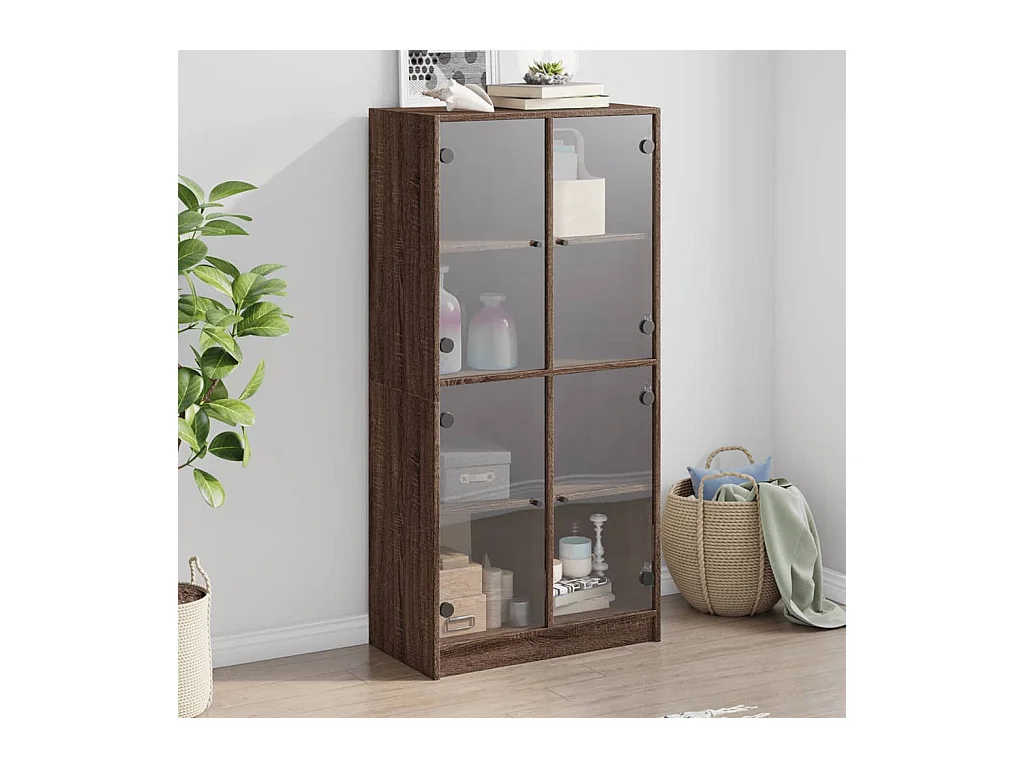 Buffet haut avec portes chêne marron bois d'ingénierie