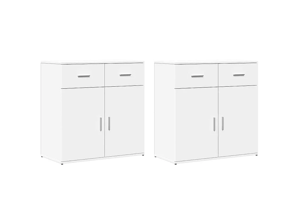 Buffets 2 pcs blanc 79x38x80 cm bois d’ingénierie