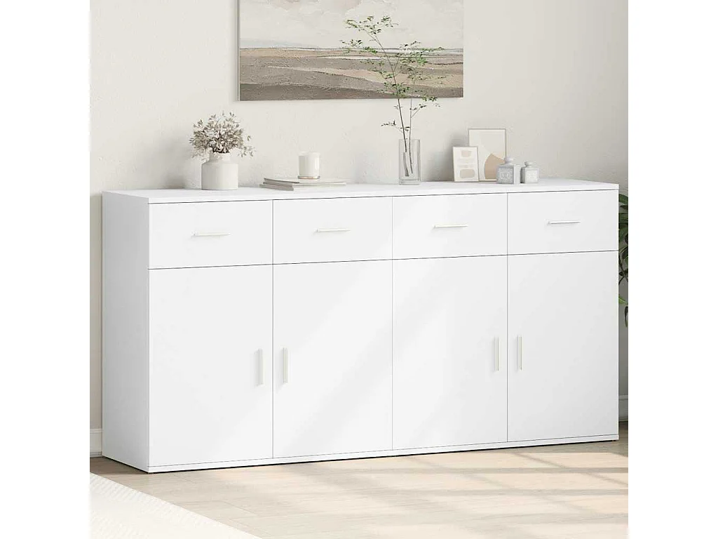 Buffets 2 pcs blanc 79x38x80 cm bois d’ingénierie