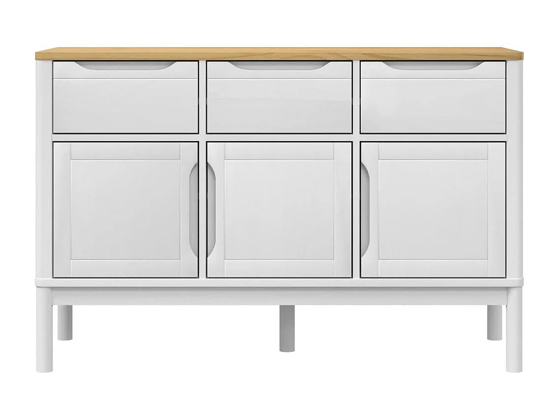 Sideboard FLORO Weiß 114x43x74 cm Massivholz Kiefer