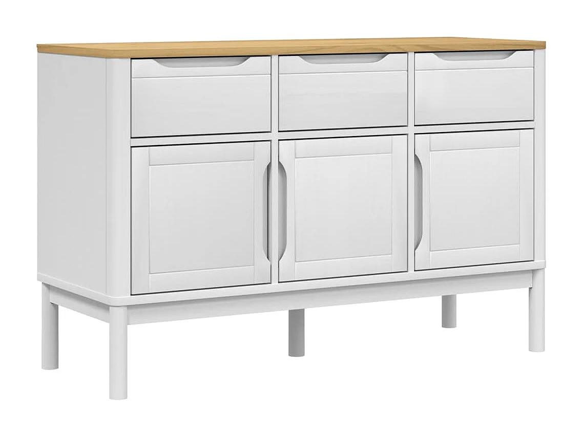 Sideboard FLORO Weiß 114x43x74 cm Massivholz Kiefer