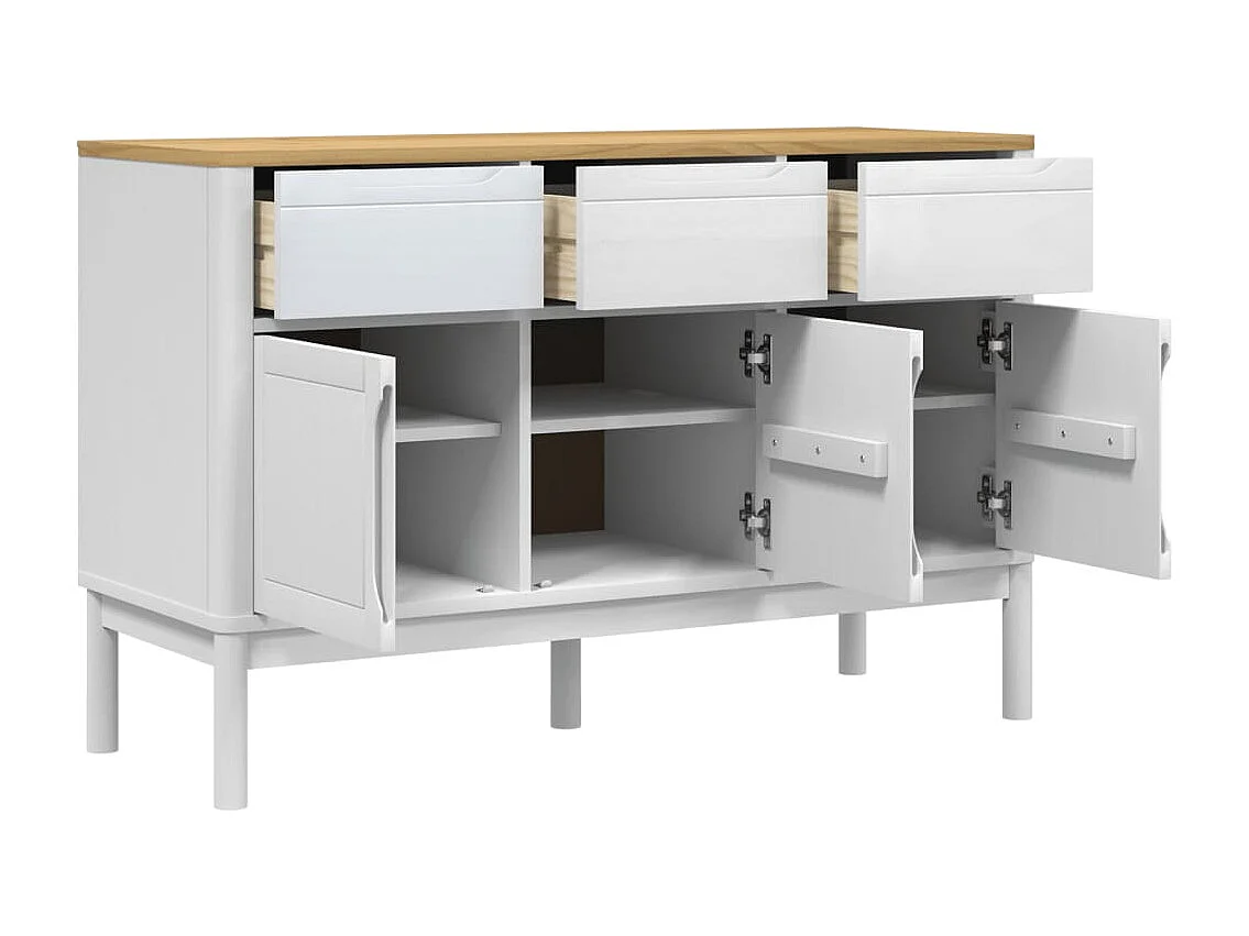 Sideboard FLORO Weiß 114x43x74 cm Massivholz Kiefer