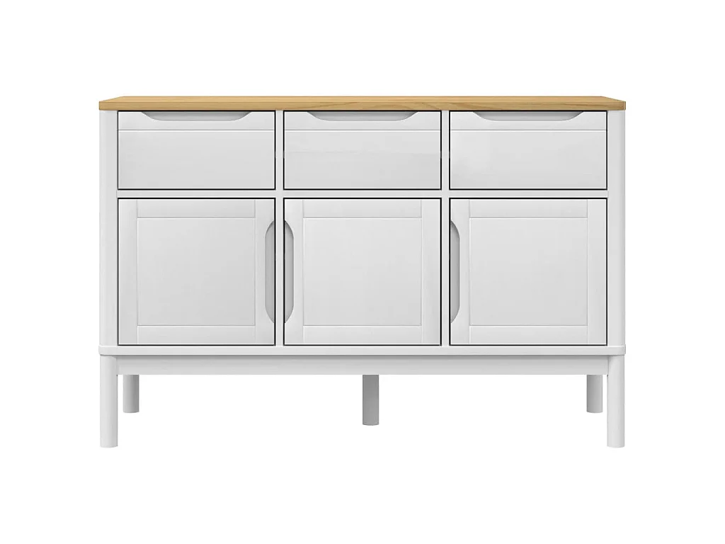Credenza FLORO Bianca 114x43x74 cm in Legno Massello di Pino