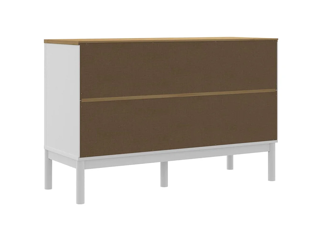 Credenza FLORO Bianca 114x43x74 cm in Legno Massello di Pino