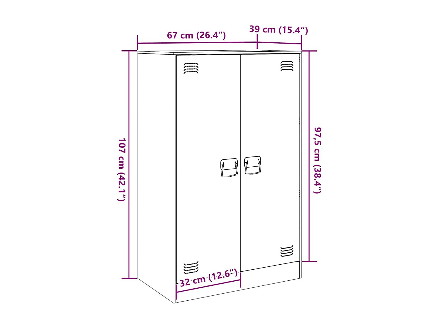 Sideboard Rosa 67x39x107 cm Stahl