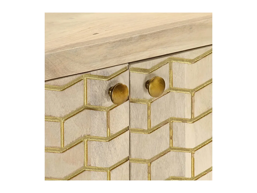 Credenza con 2 Ante 55x30x70 cm in Legno Massello di Mango