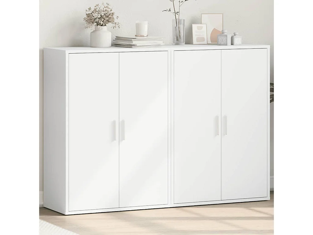 Buffets 2 pcs blanc 60x31x84 cm bois d'ingénierie