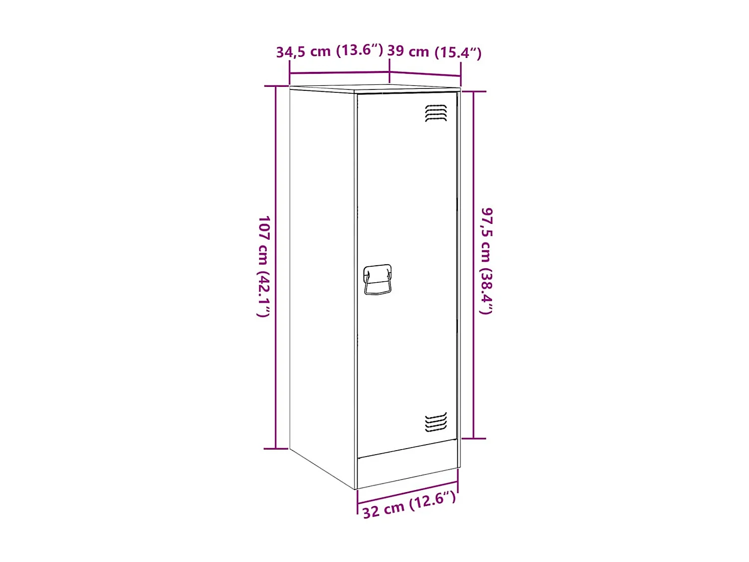 Buffet vert olive 34,5x39x107 cm acier