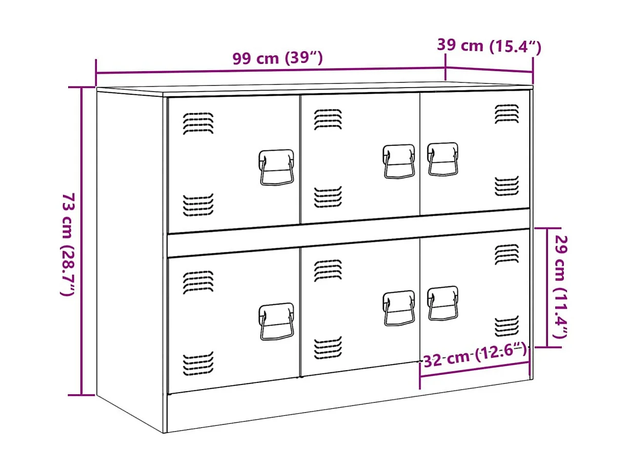Buffet vert olive 99x39x73 cm acier