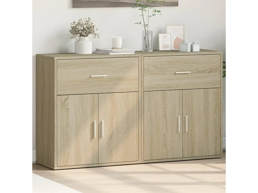 Sideboards 2 Stk. Sonoma-Eiche 60x31x70 cm Holzwerkstoff