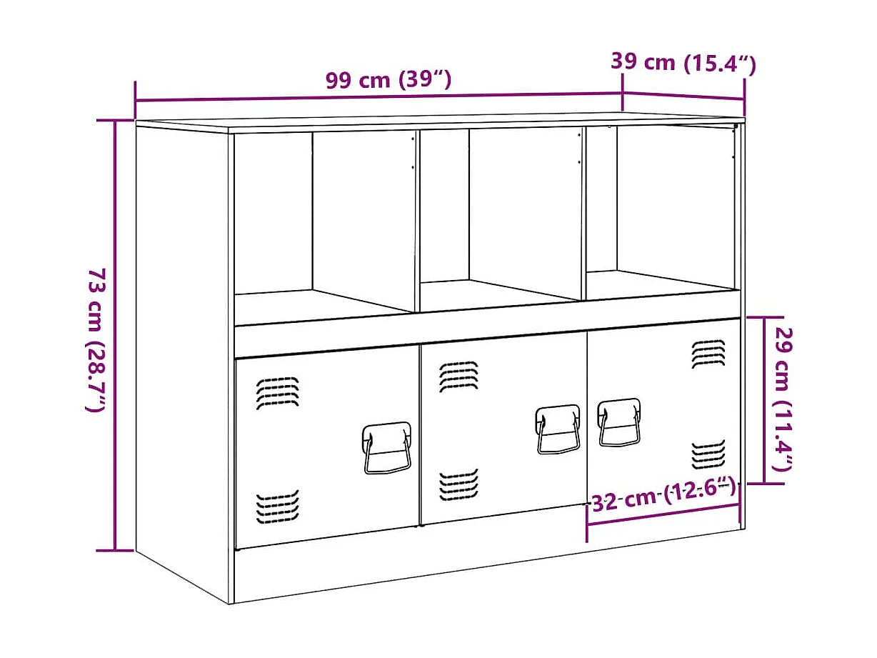 Dressoir 99x39x73 cm staal wit