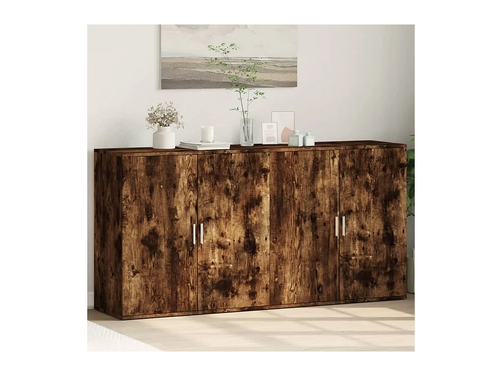 Buffets 2 pcs chêne fumé 79x38x80 cm bois d'ingénierie