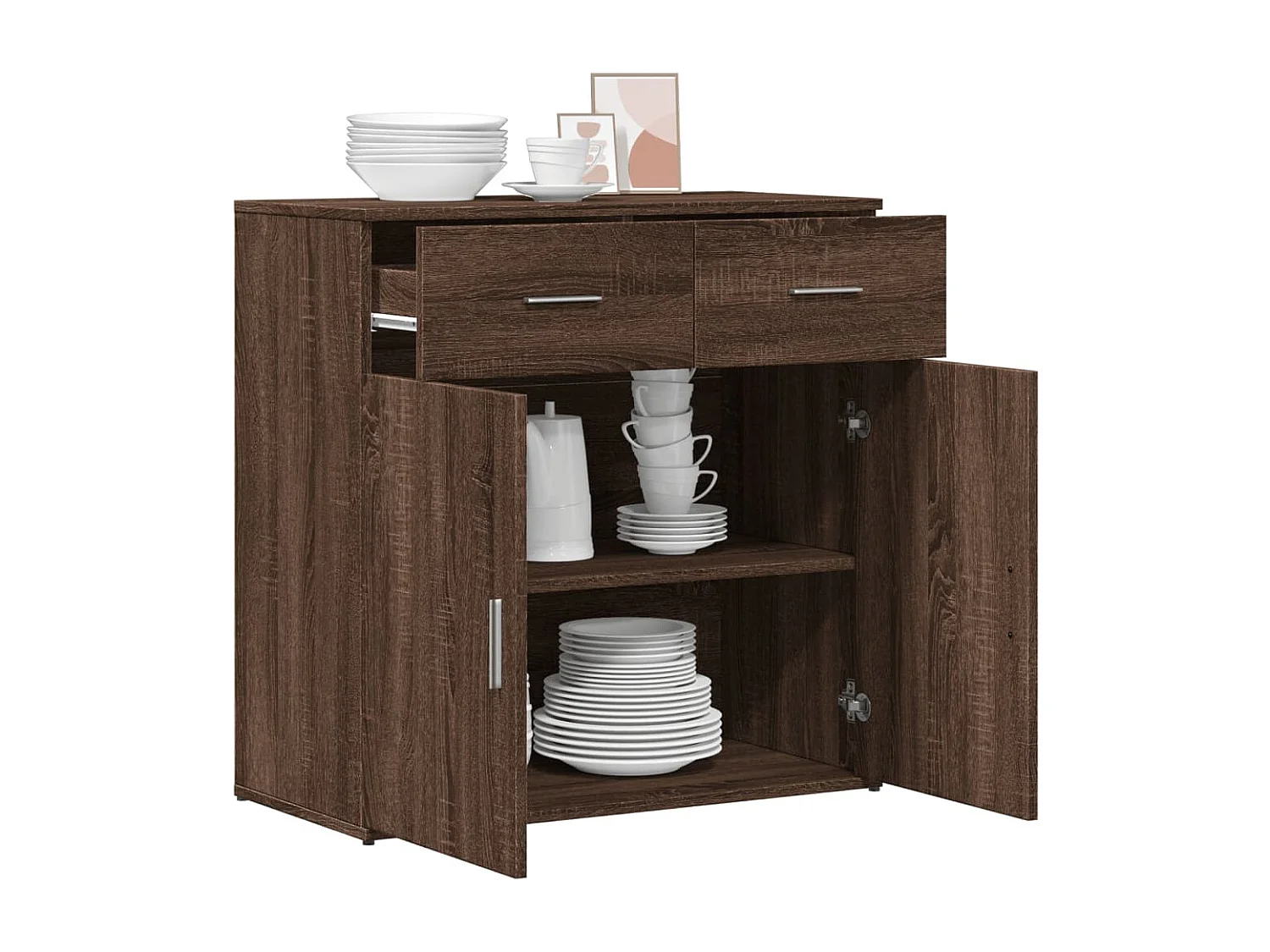 Buffet chêne marron 79x38x80 cm bois d'ingénierie