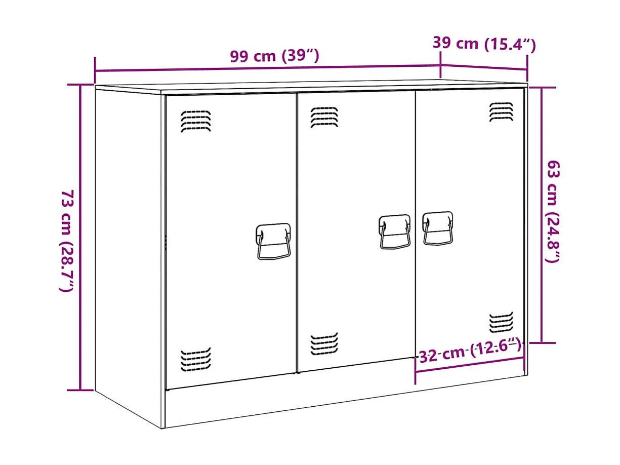Buffet blanc 99x39x73 cm acier