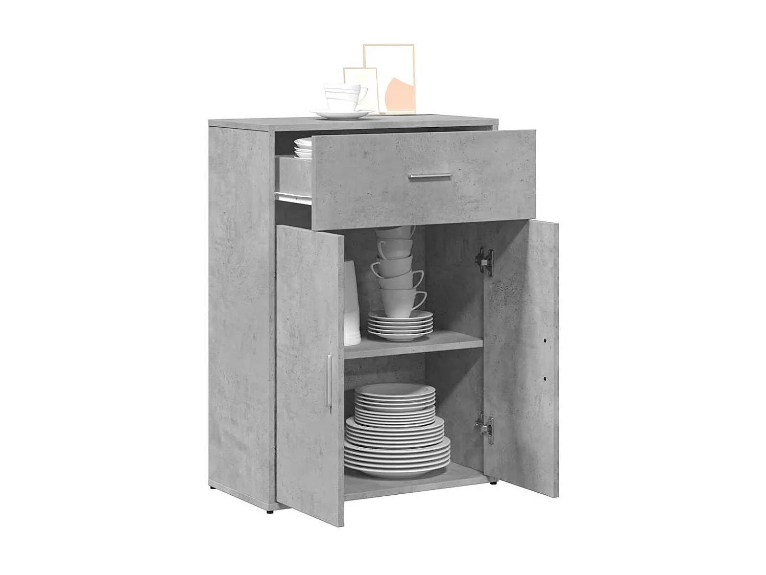 Aparador 60 x 30 x 84 cm madeira processada cinza cimento