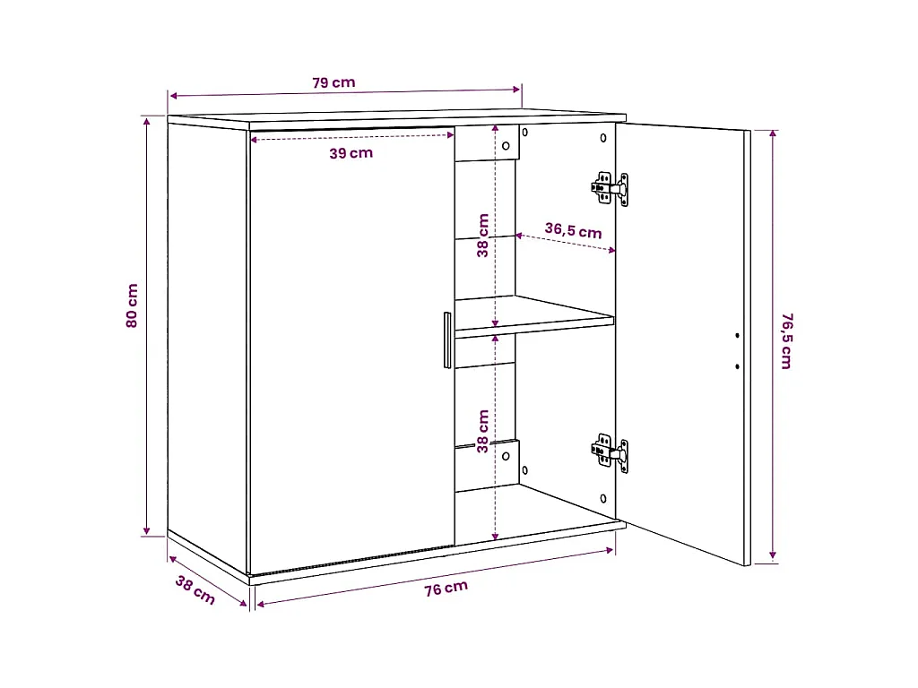 Credenza Bianca 79x38x80 cm in Legno Multistrato