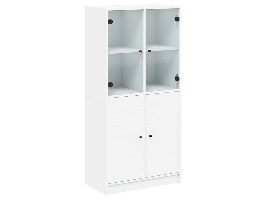 Buffet haut avec portes blanc 68x37x142 cm bois d'ingénierie