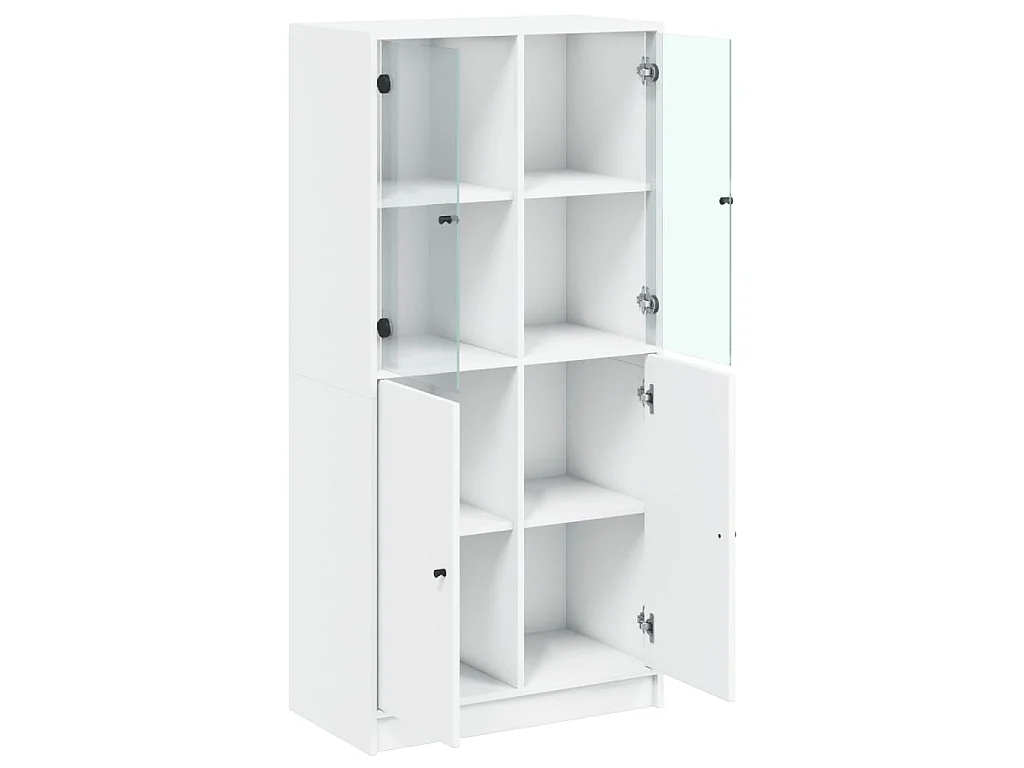 Buffet haut avec portes blanc 68x37x142 cm bois d'ingénierie