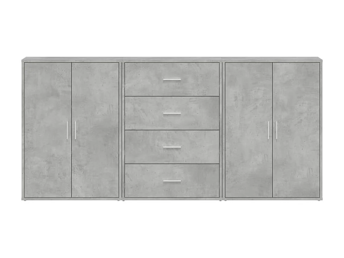 Dressoirs 3 st 60x31x84 cm bewerkt hout betongrijs