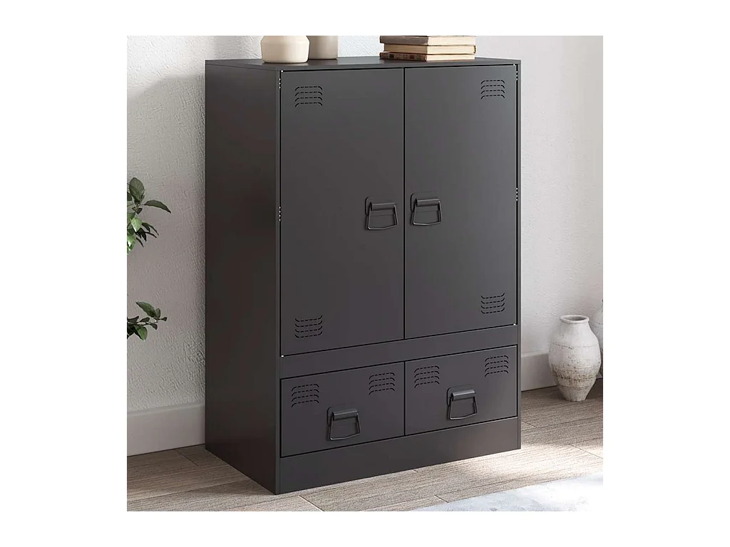 Buffet haut noir 67x39x95 cm acier