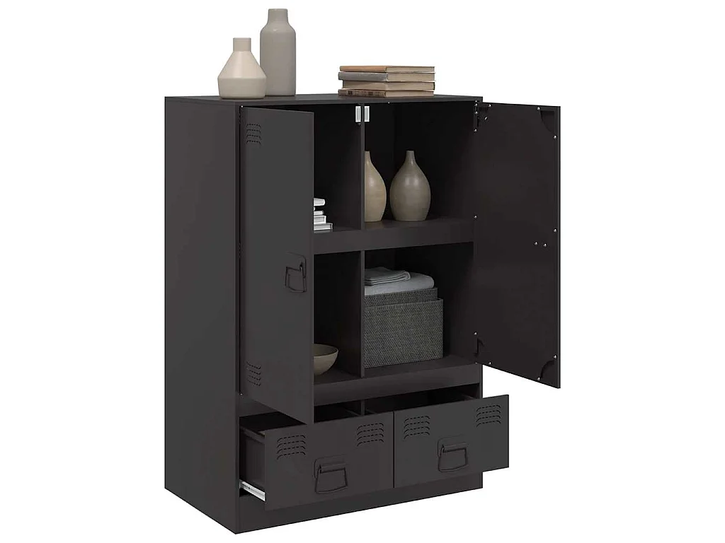 Buffet haut noir 67x39x95 cm acier