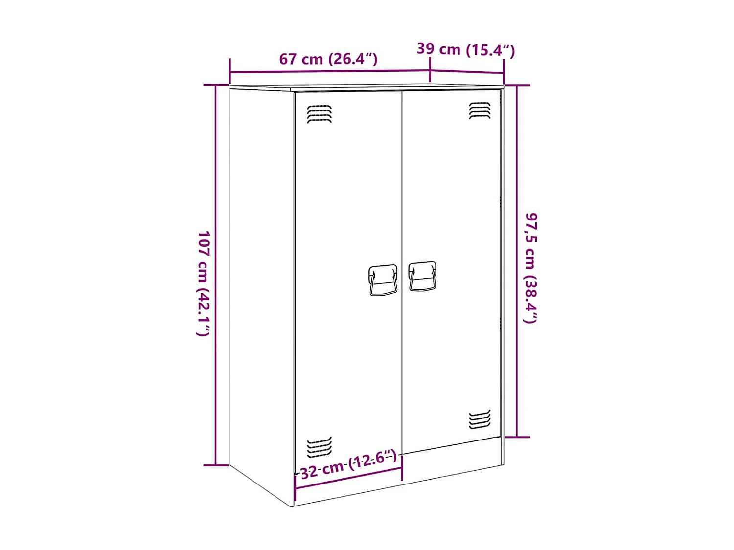 Dressoir 67x39x107 cm staal antracietkleurig
